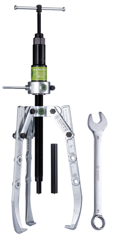 Kukko 209-2-B Universal-15-t-Hydraulik-3-Arm-Abzieher mit einstellbarer Spanntiefe, hydraulischer Spindel und schwenkender Abzugshaken (bis zu 19 3/4' Außendurchmesser und 15 3/4' Spanntiefe)